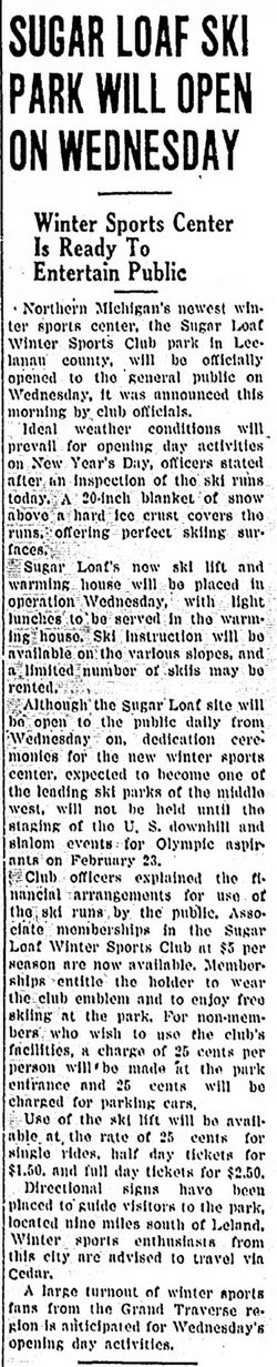 Sugar Loaf Resort - Dec 30 1946 Opening